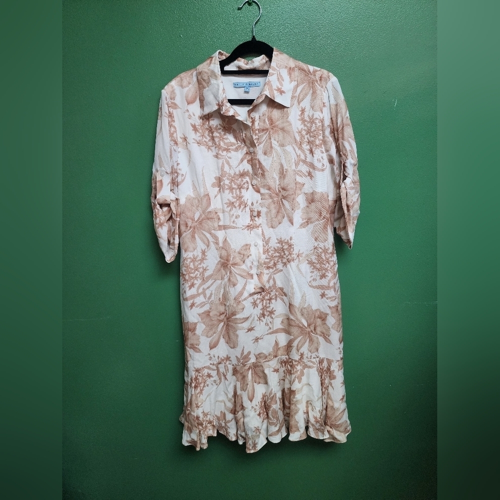 Antonio Melani Beige Floral Shirt Dress Women’s 10